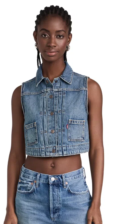 Levi's Levis Shrunken 90s Vest Stop Flaxing In Blue