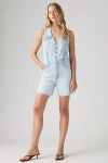 Levi's Vest Light Wash Button-front Denim Romper In Blue