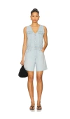 Levi's Vest Light Wash Button-front Denim Romper In Rom Com