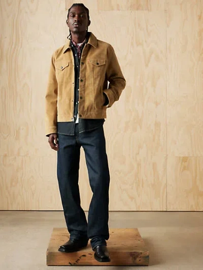 Levi's Vintage Faux Cow Suede Trucker Jacket In Tan