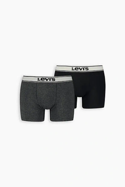 Levi's Vintage Heather Organic Cotton Boxer Brief 2 Pack In Black
