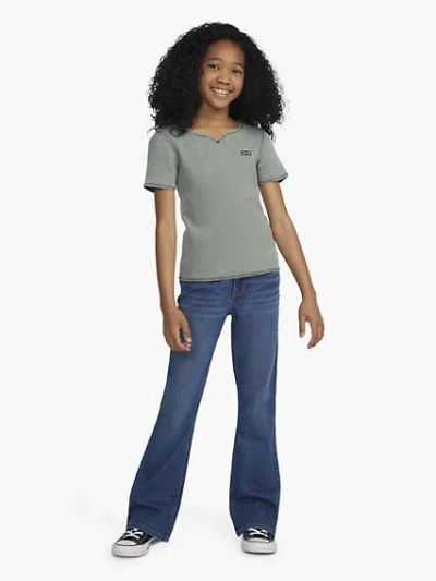 Levi's Waffle Notch Neck Top Big Girls 7-16 S In Lily Pad