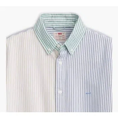 Levi's Waylon Stripe Safari White Authentic Button Down Short Sleeve Sweatshirt