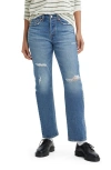 LEVI'S WEDGIE RIPPED HIGH WAIST STRAIGHT LEG ANKLE JEANS