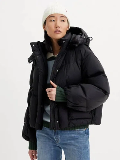 Levi's Western Short Bubble Puffer Jacket In Caviar