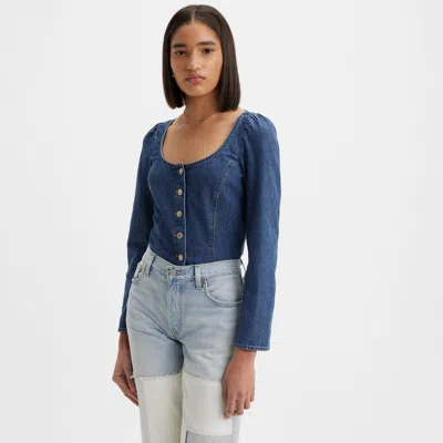 Levi's Weston Denim Long Sleeve Corset Blouse