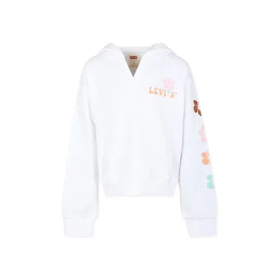 Levi's Kids' White Sweatshirt For Girl With Logo In Ivory