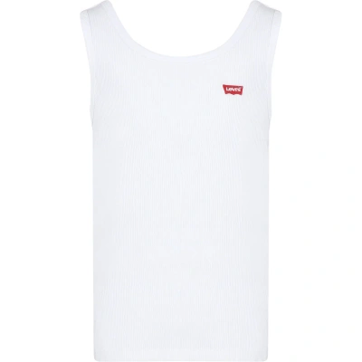 Levi's Kids' White Tank Top For Girl With Logo