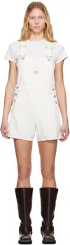 Levi's White Utility Short Denim Overalls In Truth Slip