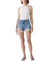 Levi's 501 Original High Rise Medium Wash Distressed Denim Shorts