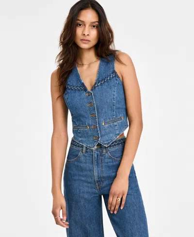 Levi's Braided Dark Wash Denim Vest Top In Big Yikes