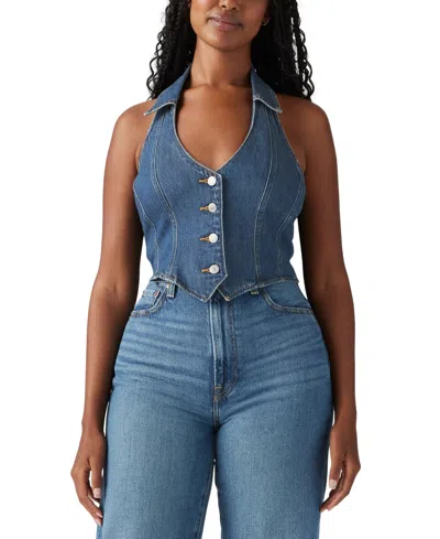 Levi's Women's Bria Cotton Denim Corset Cropped Top In Cornerback