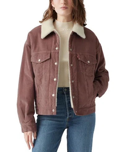 Womens Levis Corduroy Black Sherpa Lined Jacket M L