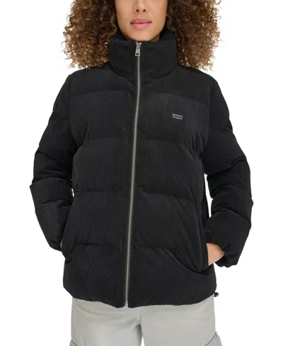 Levi's Women's Corduroy Bubble Puffer Jacket In Black