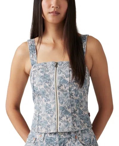 Levi's Sculpted Medium Wash Floral Bustier Top In Ophelia Floral