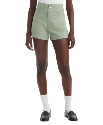 Levi's Women's Cotton High-rise Double Button Mom Shorts In Lily Pad