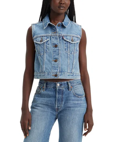 Levi's Levis Shrunken 90s Vest Stop Flaxing In Blue