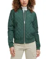 Levi's Women's Diamond Quilted Casual Bomber Jacket In Darkest Spruce