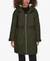 Levi's Women's Diamond Quilted Cinch Waist Parka Jacket In Army Green