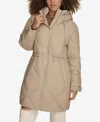 Levi's Women's Diamond Quilted Cinch Waist Parka Jacket In Beige