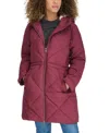 Levi's Women's Diamond Quilted Cinch Waist Parka Jacket In Burgundy