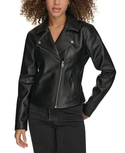 Levi's Women's Faux-leather Asymmetric-zip Moto Jacket In Black