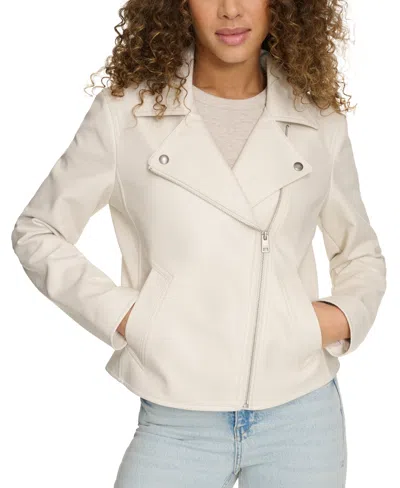 Levi's Women's Faux-leather Asymmetric-zip Moto Jacket In Oyster