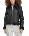 Levi's Women's Faux Leather Aviator Jacket In Black