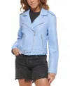 Levi's Women's Faux-leather Belted Hem Moto Jacket In Hydrangea