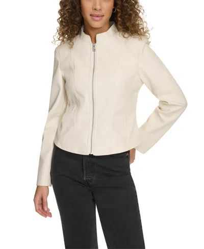 Levi's Women's Faux-leather Cut Racer Jacket In Oyster