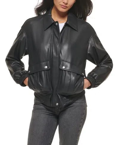 Levi's Women's Faux Leather Dad Bomber Jacket In Black