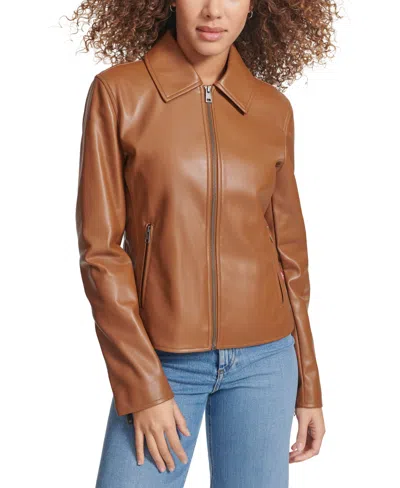 Levi's Women's Faux Leather Laydown Collar Jacket In Toffee