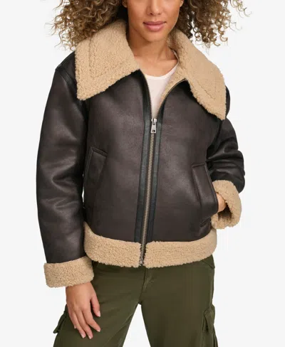 LEVI'S WOMEN'S FAUX SHEARLING AVIATOR JACKET