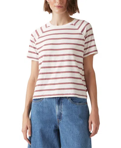 Levi's Women's Game Day Cotton Striped Short-sleeve Tee In Haywire Stripe Cloud Dancer