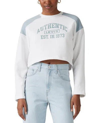 Levi's Women's Graphic Bleacher Sweatshirt In Crew Authentic Box Tab Bright White,du