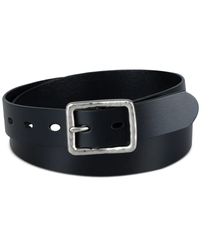 Levi's Women's Hammered Center Bar Buckle Casual Leather Belt In Black