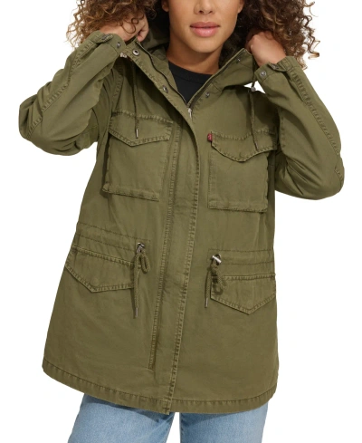 Levi's Women's Lightweight Washed Cotton Military Jacket In Olive Night