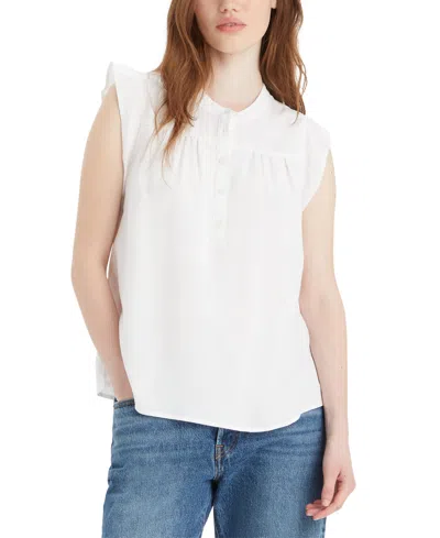 Levi's Women's Jace Sleeveless Partial-button-front Blouse In Bright Whi