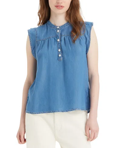 Levi's Women's Jace Sleeveless Partial-button-front Blouse In Vacation M