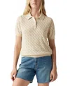 Levi's Lavender Pointelle Polo Sweater In Oatmeal