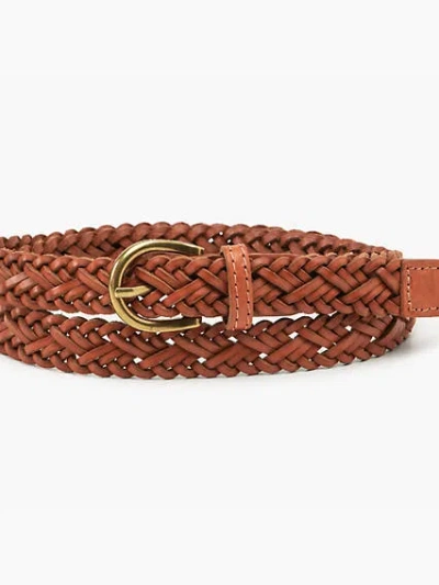 Levi's Women's Leather Braided Belt L In Regular Orange