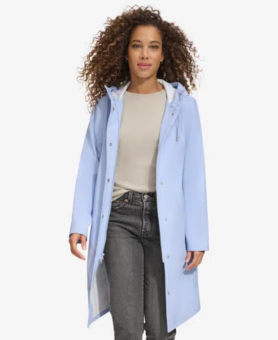Levi's Women's Long Hooded Rain Coat In Brunnera Blue