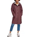 Levi's Water Resistant Hooded Long Rain Jacket In Decadent Chocolate