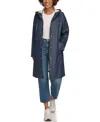 Levi's Water Resistant Hooded Long Rain Jacket In Navy