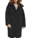 Levi's Quilted Fleece Long Teddy Coat In Black