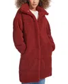 Levi's Quilted Fleece Long Teddy Coat In Cabernet