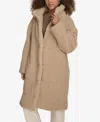 Levi's Women's Long Sherpa Snap-closure Teddy Coat In Sand