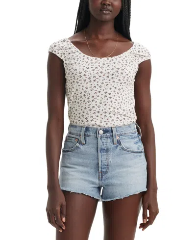 Levi's Women's Lucille Crewneck Cotton Short-sleeve Top In Holmes White Floral