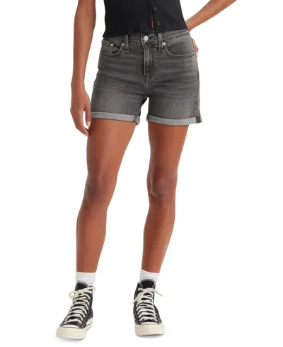 Levi's Women's Mid Rise Mid-length Stretch Shorts In Scuffed Black
