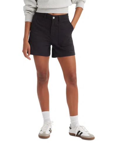 Levi's Women's Mid-rise Zip-fly Utility Shorts In Caviar